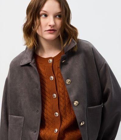 Campera Estructurada en Gamuza con Bolsillos Delanteros 3