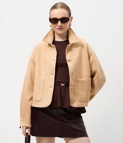 Campera Estructurada en Gamuza con Bolsillos Delanteros 2