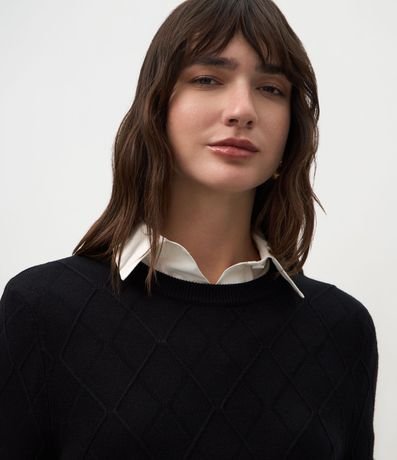 Blusa Regular en Punto Texturizado con Manga Larga 3