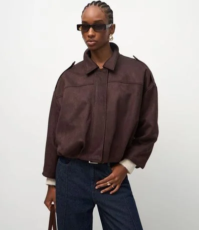 Campera Bomber Gamuza con Cuello Clásica 3