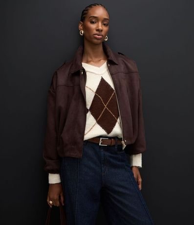 Campera Bomber Gamuza con Cuello Clásica 7