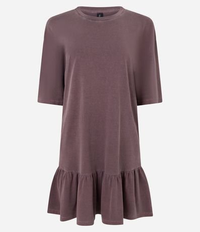 Vestido T-shirt en Algodón con Volado en el Bajo 5