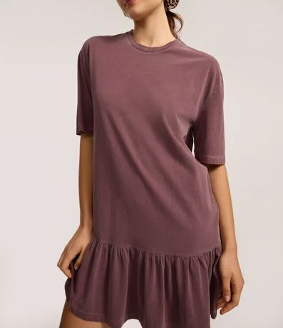 Vestido T-shirt en Algodón con Volado en el Bajo 4