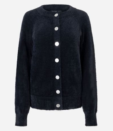 Cardigan Regular en Tricot con Textura Peluche 5