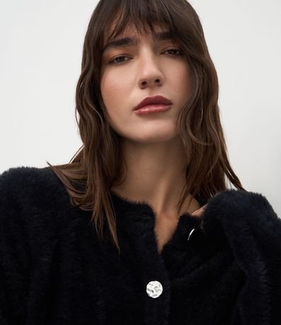 Cardigan Regular en Tricot con Textura Peluche 3