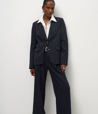 Pantalón Wide Leg de Sastrería con Estampa Rayas Finas 2