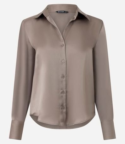 Camisa en Satén con Recortes y Botones