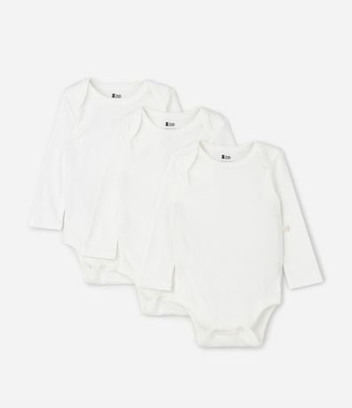 Kit 03 Bodies Bebé Manga Larga en Suedine – Talle RN a 18 Meses