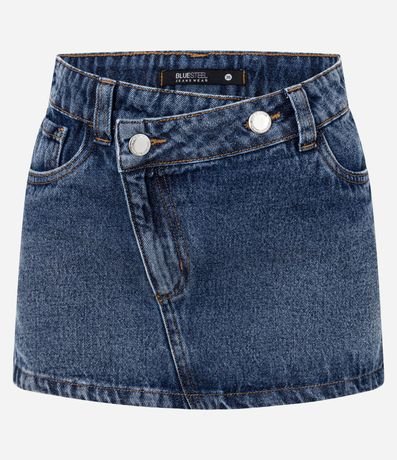 Mini pollera en Jeans con Cintura Traspasada y Bolsillos 5