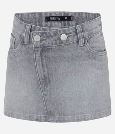 Mini pollera en Jeans con Cintura Traspasada y Bolsillos 5