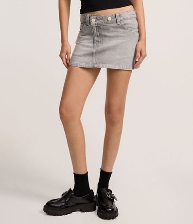 Mini pollera en Jeans con Cintura Traspasada y Bolsillos 3