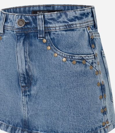 Pollera Corta Cintura Mediana en Jeans con Tachas Metalizadas 6