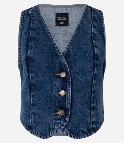 Chaleco en Jeans con Lazo y Ruedo Redondeado 6