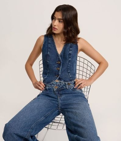 Chaleco en Jeans con Lazo y Ruedo Redondeado