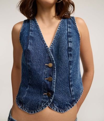 Chaleco en Jeans con Lazo y Ruedo Redondeado 4