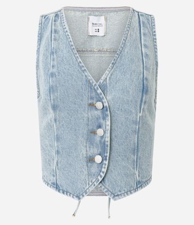 Chaleco en Jeans con Lazo y Ruedo Redondeado 5