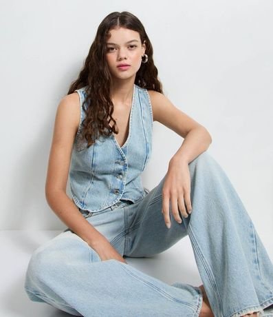 Chaleco en Jeans con Lazo y Ruedo Redondeado