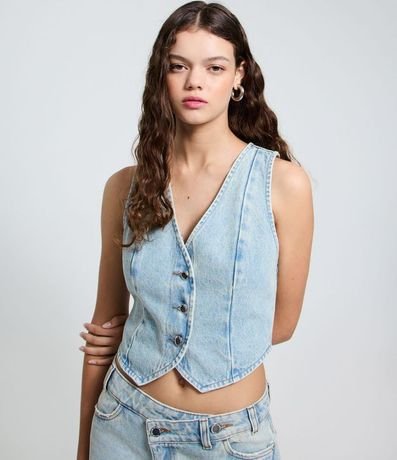 Chaleco en Jeans con Lazo y Ruedo Redondeado 3