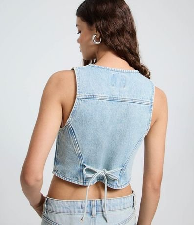 Chaleco en Jeans con Lazo y Ruedo Redondeado 4