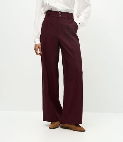 Pantalón Wide Leg en Viscosa con Cintura Alta y Botones Delanteros 3