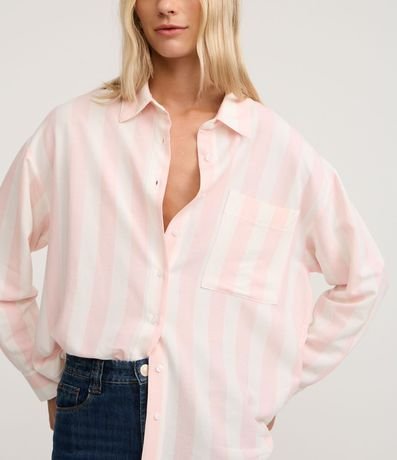 Camisa alargada en Viscolino con Rayas verticales 4