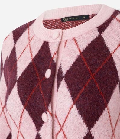 Cardigan Corto en Punto con Estampa de Cuadros 6