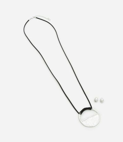 Conjunto de Collar en Cordón y Colgante Geométrico con Caravana Botón 2