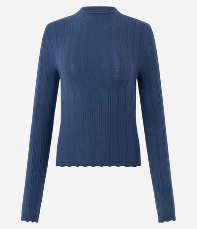 Blusa Regular en Punto con Punto Perforado 5