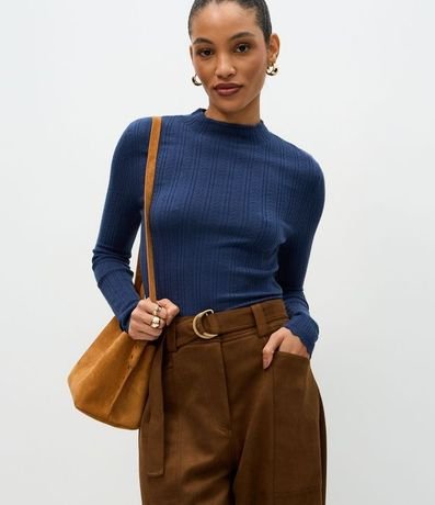 Blusa Regular en Punto con Punto Perforado