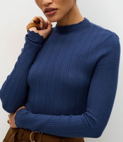 Blusa Regular en Punto con Punto Perforado 4