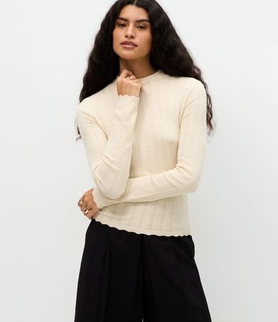 Blusa Regular en Punto con Punto Perforado