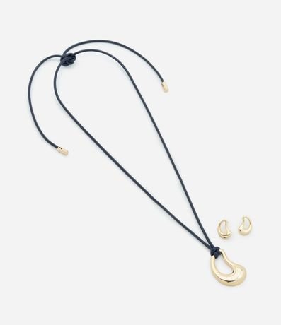 Conjunto de Collar Cordón con Colgante y Caravana Orgánico Dorada 2