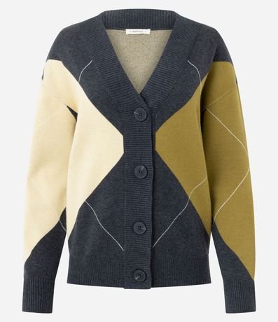 Cardigan en Punto con Estampado de Cuadros 6