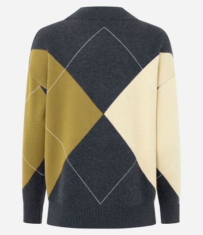 Cardigan en Punto con Estampado de Cuadros 8