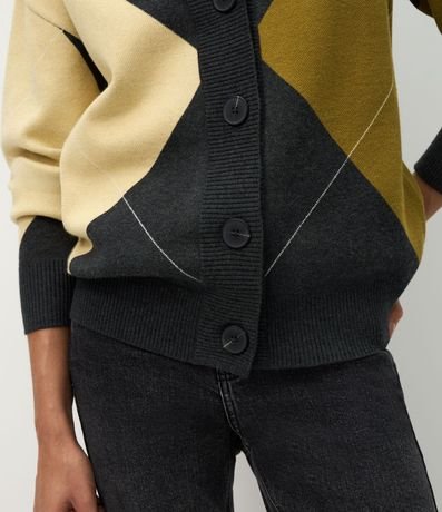 Cardigan en Punto con Estampado de Cuadros 5