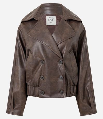 Campera en PU con Cuello Blazer y Abotonado Traspasado 7