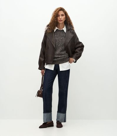 Campera en PU con Cuello Blazer y Abotonado Traspasado 3