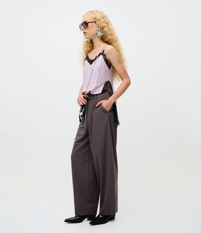 Pantalón Barrel sastrería con Recortes Delanteros