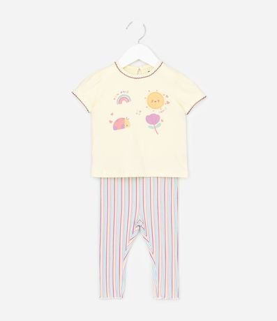 Conjunto Infantil en Cotton Estampado Ícones Fofinhos - Talle 0 a 24 Meses