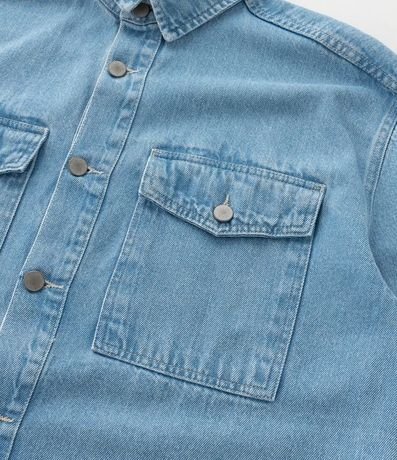 Camisa Oversized Boxy en Jeans con Efecto Marmorizado 8
