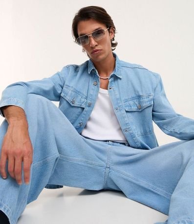 Camisa Oversized Boxy en Jeans con Efecto Marmorizado 4