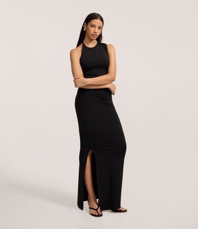 Vestido New Midi en Microfibra con Fenda