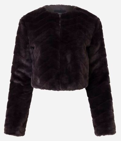 Saco Corto en Pelo Artificial y Ganchos para Cierre