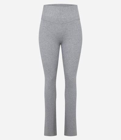 Pantalón Femenino Flare en Tricot Acanalado de Cintura Alta 4