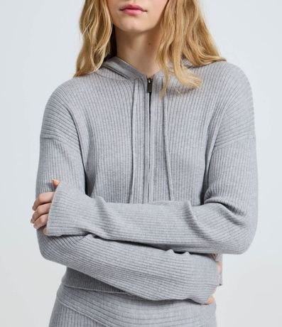 Cardigan Femenino con Capucha en Tricot con Cierre 7