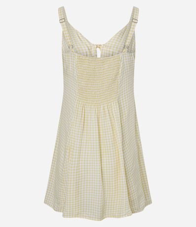 Vestido Corto Evasê en Viscosa con Estampado de Cuadros 5