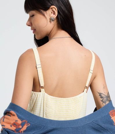 Vestido Corto Evasê en Viscosa con Estampado de Cuadros 3