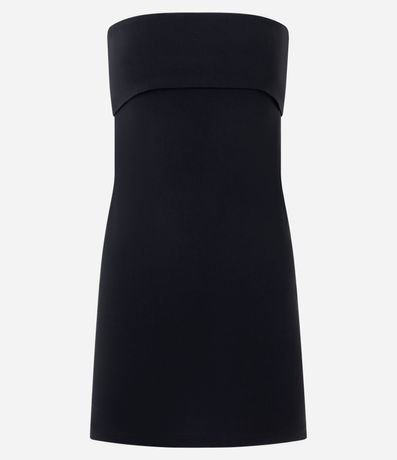 Vestido Corto sin Breteles en Bengalina con Canesú Doblada 4