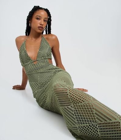 Vestido New Midi Frente Única con Efecto Ganchillo 3