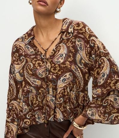 Blusa en Chiffon con Volados y Estampado Paisley 4